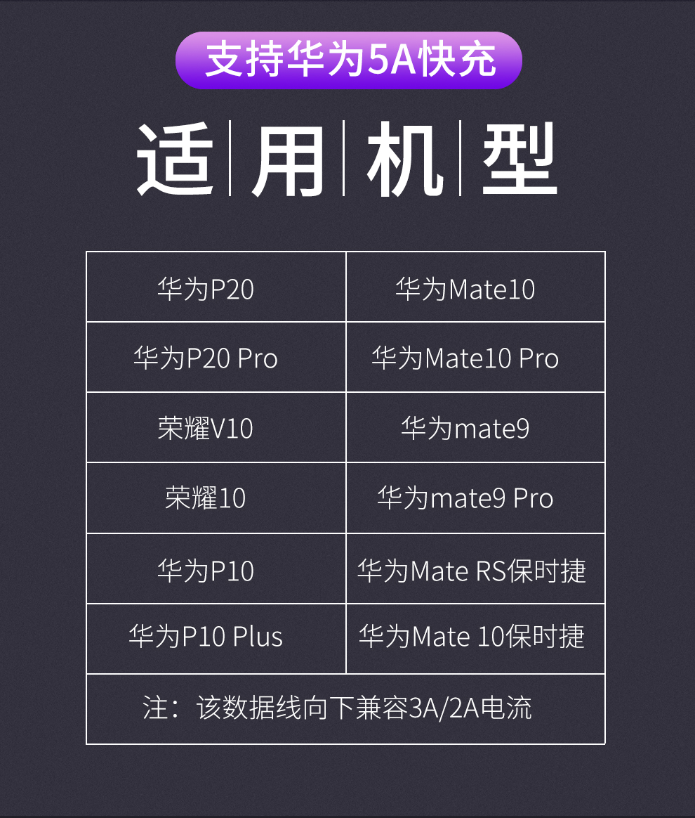 缤购 华为type-c数据线支持5a大电流充电线闪电快充冲