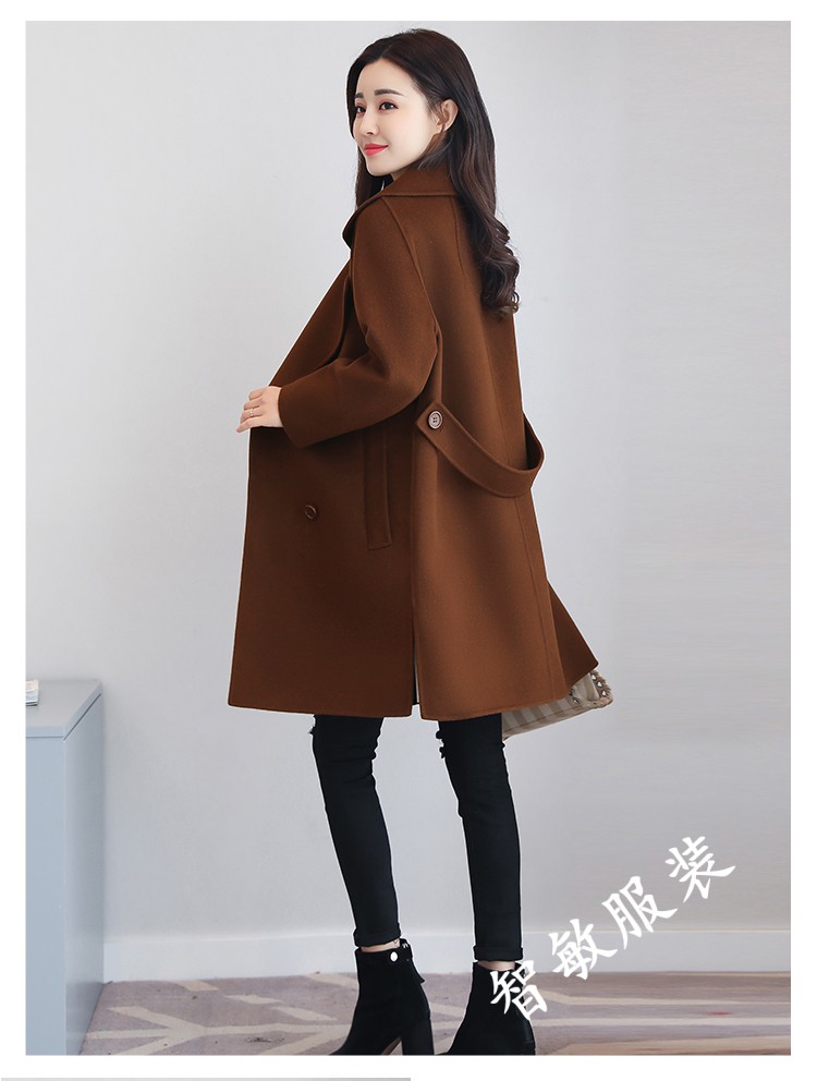 菡卿女装中长款外套羊毛尼子大衣长衣服女装双面呢子大衣女冬天外套中