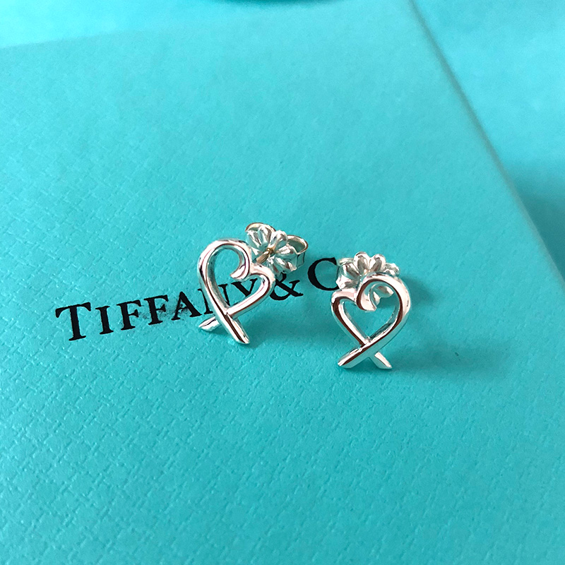 蒂芙尼蒂凡尼 tiffany 925银爱心形耳环耳钉 送礼生日礼物纪念日情人