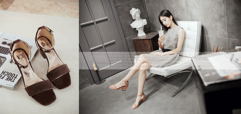 马豪2016新款夏季韩版简约时尚女凉鞋性感罗马鞋反绒皮包跟百搭高跟鞋