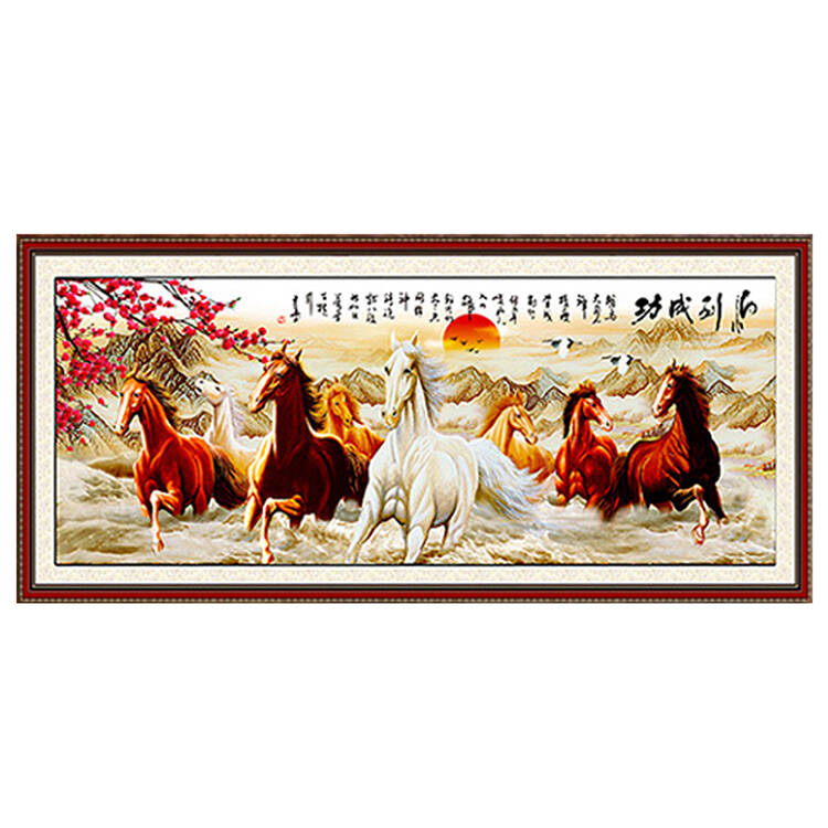 八骏图十字绣装饰画图片_1