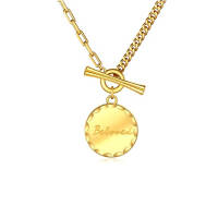 六福珠宝 足金Beloved圆牌OT扣黄金项链女款套链 计价 GCG30025 43cm-约10.73克黄金项链
