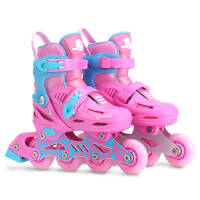 美洲狮（COUGAR）溜冰鞋儿童全套装男女旱冰鞋滑冰直排轮滑鞋 粉色全闪套装 M(可调28-31)参考5-10岁