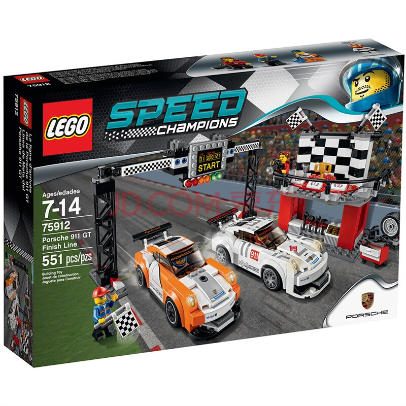 (lego speed champion 超级赛车系列 保时捷 911 gt 终点线 75912