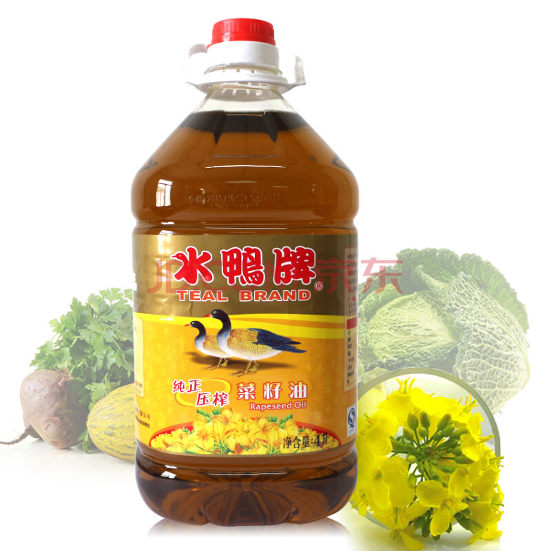 【京东超市 水鸭牌 纯正压榨菜籽油 非转基因食用油 4l