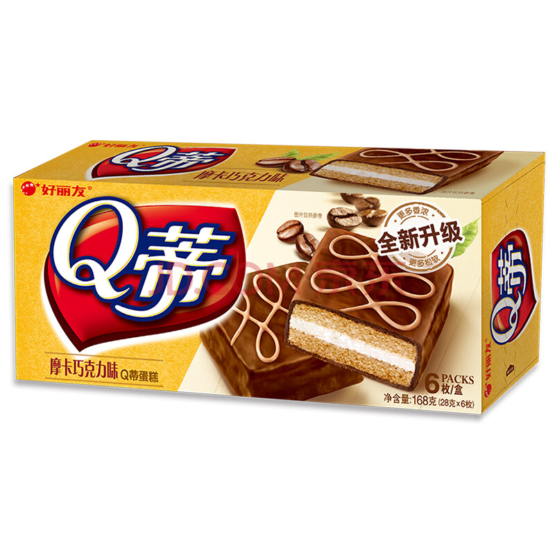 orion 好丽友 营养早餐点心零食 下午茶 q蒂摩卡巧克力味6枚168g/盒