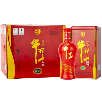 百年牛栏山 珍品 52度 500ml*6瓶 浓香型高度白酒 礼盒 整箱装 铁盒版