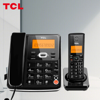 TCL 无绳电话机 无线座机 子母机 办公家用 中文菜单 大按键 停电可用 D60套装一拖一(黑色)