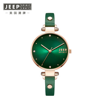 吉普(jeep spirit)手表女 小表盘 皮带石英表 时尚个性 小绿表 细带