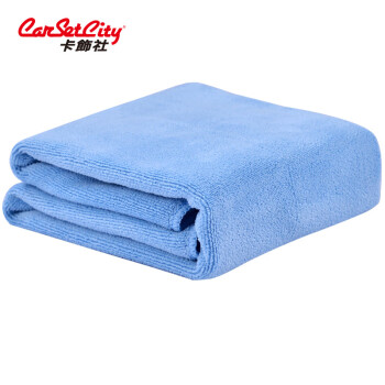 卡饰社（CarSetCity）洗车毛巾擦车布 专用加厚吸水不留痕清洁抹布 超细纤短绒汽车用毛巾 天蓝40*60cm