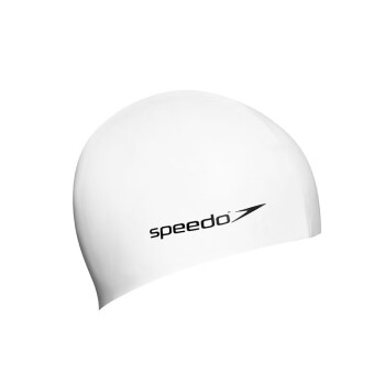 Speedo/速比涛 儿童泳帽 标志印花 青少年纯色硅胶泳帽 男女童通用 8709930003 白色 均码