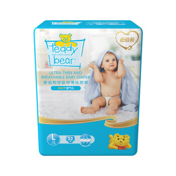 泰迪熊Teddy Bear呼吸特薄纸尿裤L22片(9-14公斤)婴儿尿不湿