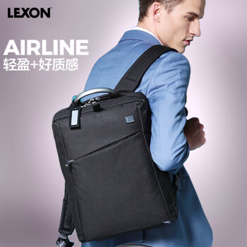 乐上（LEXON）双肩背包商务14/15.6英寸笔记本电脑包男士出差旅行包书包黑色
