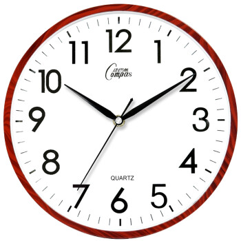 康巴丝（COMPAS）挂钟 创意简约钟表客厅石英钟表挂墙时钟 c2855 咖木色