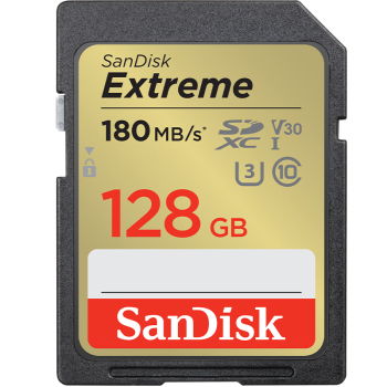 闪迪（SanDisk）128GB SD存储卡 U3 C10 V30 4K至尊极速版单反相机内存卡 读速180MB/s 写速90MB/s高速连拍