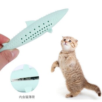 悠梵萌猫咪啃咬鲨鱼逗猫棒薄荷洁齿磨牙棒硅胶鱼玩具
