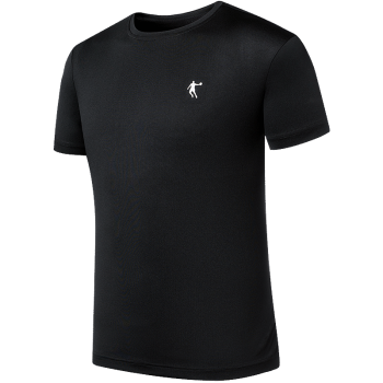 乔丹QIAODAN男装透气T恤健身运动跑步上衣男圆领短袖  黑色 XL