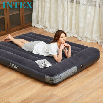 INTEX64142充气床垫 家用打地铺充气床内置枕头气垫床 户外垫子(黑色)