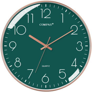康巴丝（Compas）挂钟客厅钟表 简约石英钟表挂墙时钟卧室挂表 C3219B墨绿色