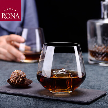 洛娜（RONA）斯洛伐克进口 雪瑞斯玛系列水晶玻璃威士忌杯390mL*2支装