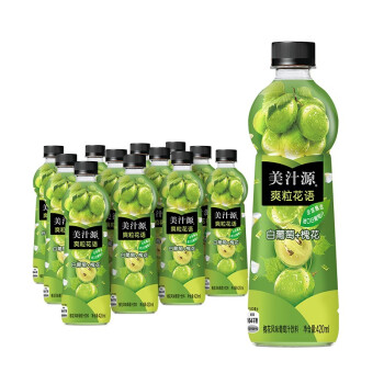 美汁源 minute maid 爽粒花语 白葡萄汁 果汁饮料 420/450ml*12瓶