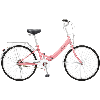 永久24英寸单速折叠自行车成人男女式学生通勤轻便上班上学城市淑女单车低梁复古车 粉色