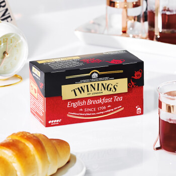 川宁（TWININGS）英式早餐红茶 进口茶叶 办公室下午茶 独立茶包袋泡茶 25袋*2g	