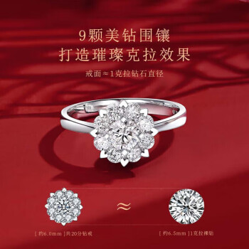 喜钻18K金一克拉效果H色钻戒求婚结婚钻石戒指