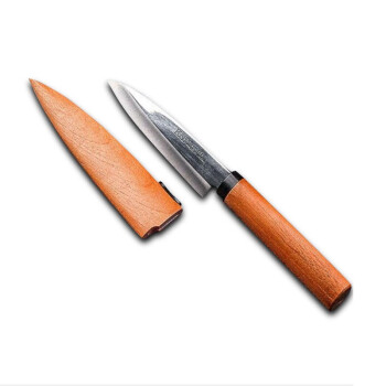 贝印（KAI）日本进口水果刀小刀具（带木柄刀鞘安全）不锈钢削皮刀瓜果刀 天然木刀柄
