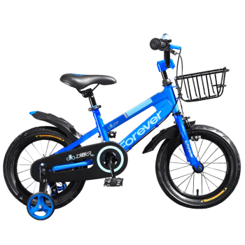 永久（FOREVER）儿童自行车男女童车小孩单车14寸脚踏车小学生宝宝自营平衡车蓝色