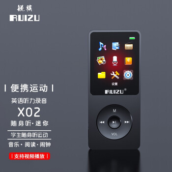 锐族（RUIZU）X02 8G 黑色 带蓝牙运动MP3/MP4音乐播放器迷你学生随身听便携式电子书英语听力插卡录音笔