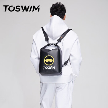 TOSWIM拓胜游泳包 干湿分离 男女 健身包防水包 沙滩包运动双肩包 透明黑鲸