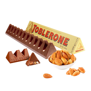 三角（Toblerone）瑞士牛奶巧克力含蜂蜜及巴旦木糖100g生日礼物出游春游休闲零食