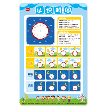 学前幼儿认识时间挂图时间早教启蒙幼儿学习 无声