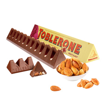 三角（Toblerone）牛奶巧克力含葡萄干及蜂蜜巴旦木糖100g生日礼物出游春游休闲零食