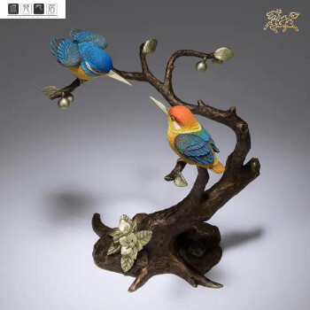 全铜摆件《翠鸟首饰架》新中式国风工艺品玄关家居送礼 现货   马上发