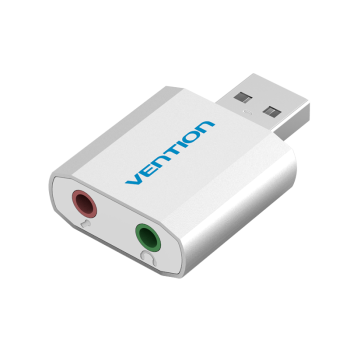 威迅（VENTION）USB外置独立声卡免驱 台式主机笔记本电脑连接3.5mm音频耳机麦克风音响箱转换器头 银VAB-S13