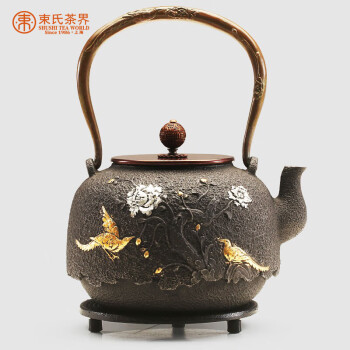 束氏 生铁壶日本工艺茶壶烧水壶泡茶壶手工铸铁壶套装茶具-富贵长寿
