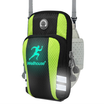 WELLHOUSE 臂包 跑步运动臂包手机包夜光可背挎式腕包  绿色