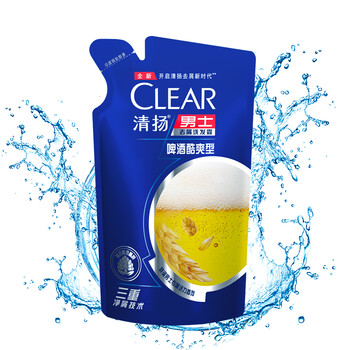 清扬(clear)洗发水 男士去屑洗发露 啤酒酷爽型袋装200g