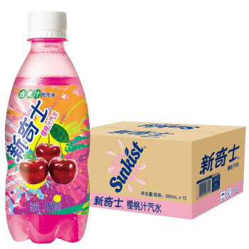 【京东超市】屈臣氏(watsons)新奇士樱桃汁汽水380ml x15瓶 整箱