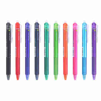 百乐（PILOT）彩色可擦笔 水性可消除笔 学生按动笔可擦中性笔 混色10支装 0.5mm 日本进口文具学习用品