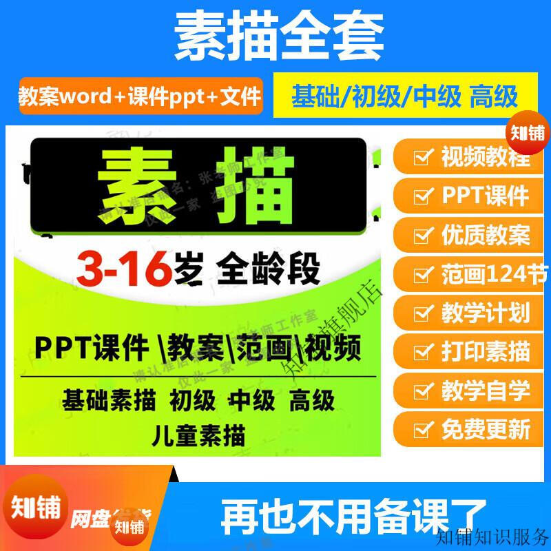 3，少兒童素描課件ppt創意美術課程教案躰系眡頻教程美術範畫電子版 電子版資料 全套素描PPT課件+教案+範畫124節