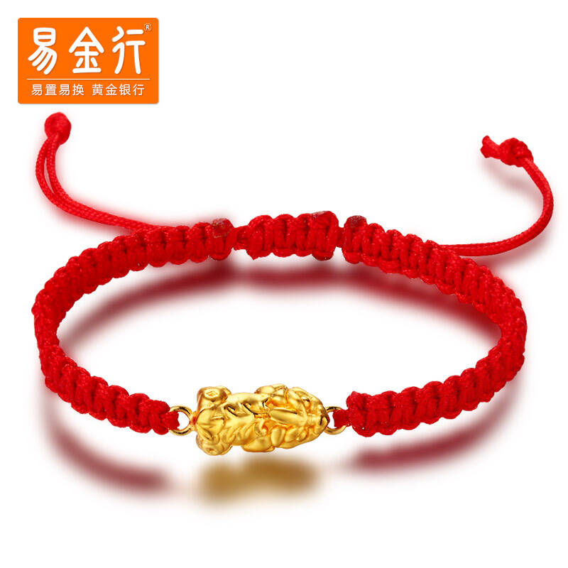 易金行 3D硬金貔貅转运手链 千足金男女款红绳手链 1.52克 - 京东触屏版