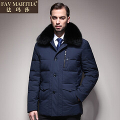法玛莎品牌黑色羽绒服男高领2017冬季保暖御