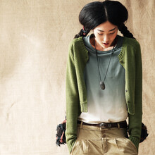 <em>茵曼</em>冬季新款 苎麻<em>开衫毛衣</em>【VC8341310910