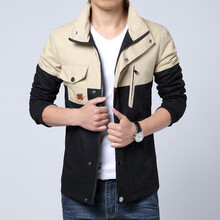 KC男装 男士<em>外套</em> <em>春秋</em>装男夹克<em>外套</em> <em>亚麻</em>立领