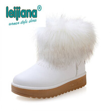 <em>歌莉娅</em> 冬季新款磨砂真皮狐狸毛女款雪地靴 时
