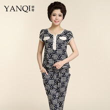 咔金琳 中老年<em>女装夏装</em>短袖<em>短裤</em>套装<em>中年女装</em>