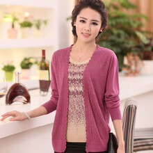 秋羽莎 <em>中老年</em>针织衫<em>女开衫</em>2014妈妈秋装宽松